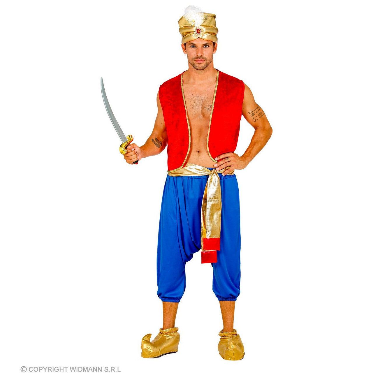 Op deze afbeelding zie je een Kostuums, van het merk Widmann. Aladdin Prins Van Agrabah Man Kostuum