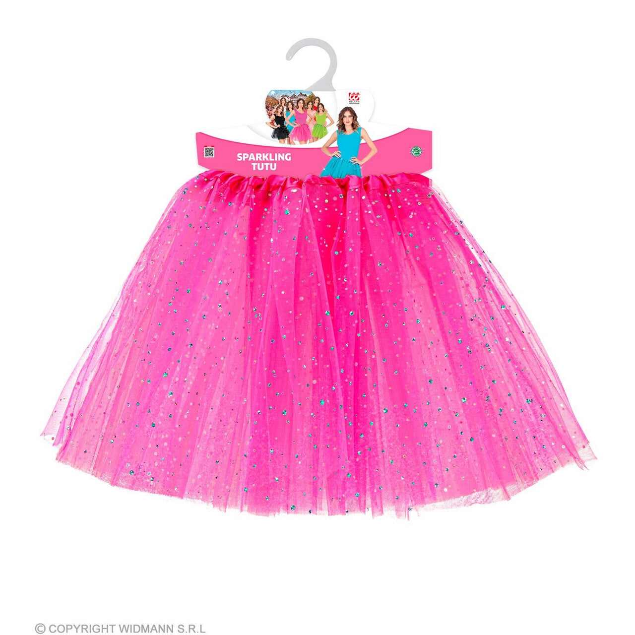 Op deze afbeelding zie je een Kostuums, van het merk Widmann. Opvallende Roze Sterren Tutu 40 Centimeter Roze Vrouw