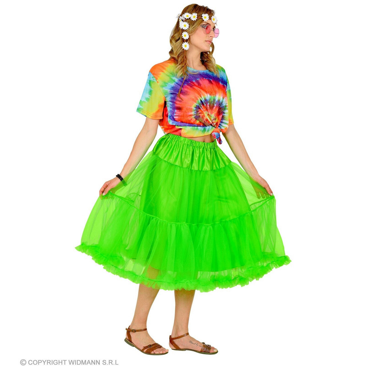 Op deze afbeelding zie je een Kostuums, van het merk Widmann. Knielange Tulle Rok Petticoat 65 Centimeter Groen Vrouw