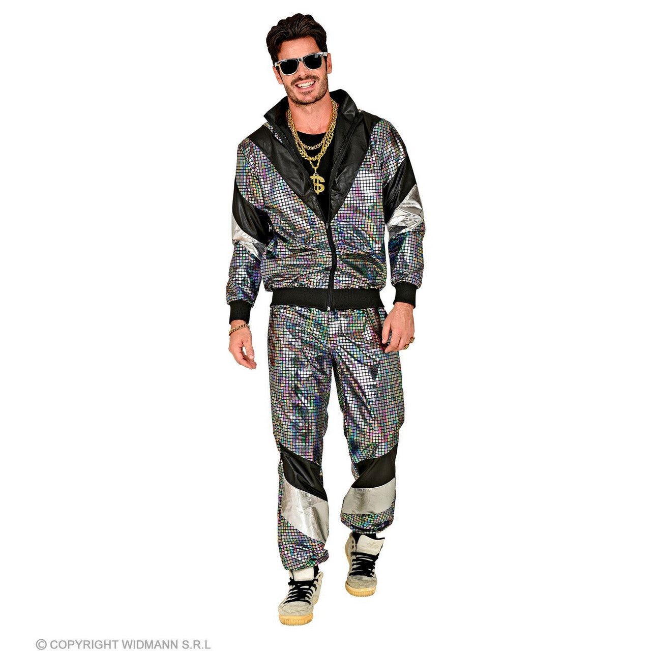 Op deze afbeelding zie je een Kostuums, van het merk Widmann. Spaceman Disco Bal Jaren 80 Kostuum