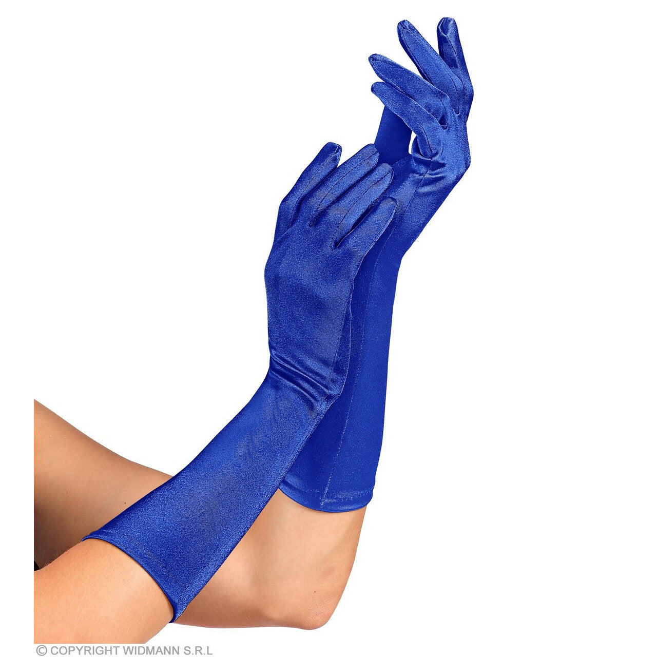 Op deze afbeelding zie je een Accessoires, van het merk Widmann. Elegante Handschoenen Satijn Elastaan 40 Centimeter Blauw