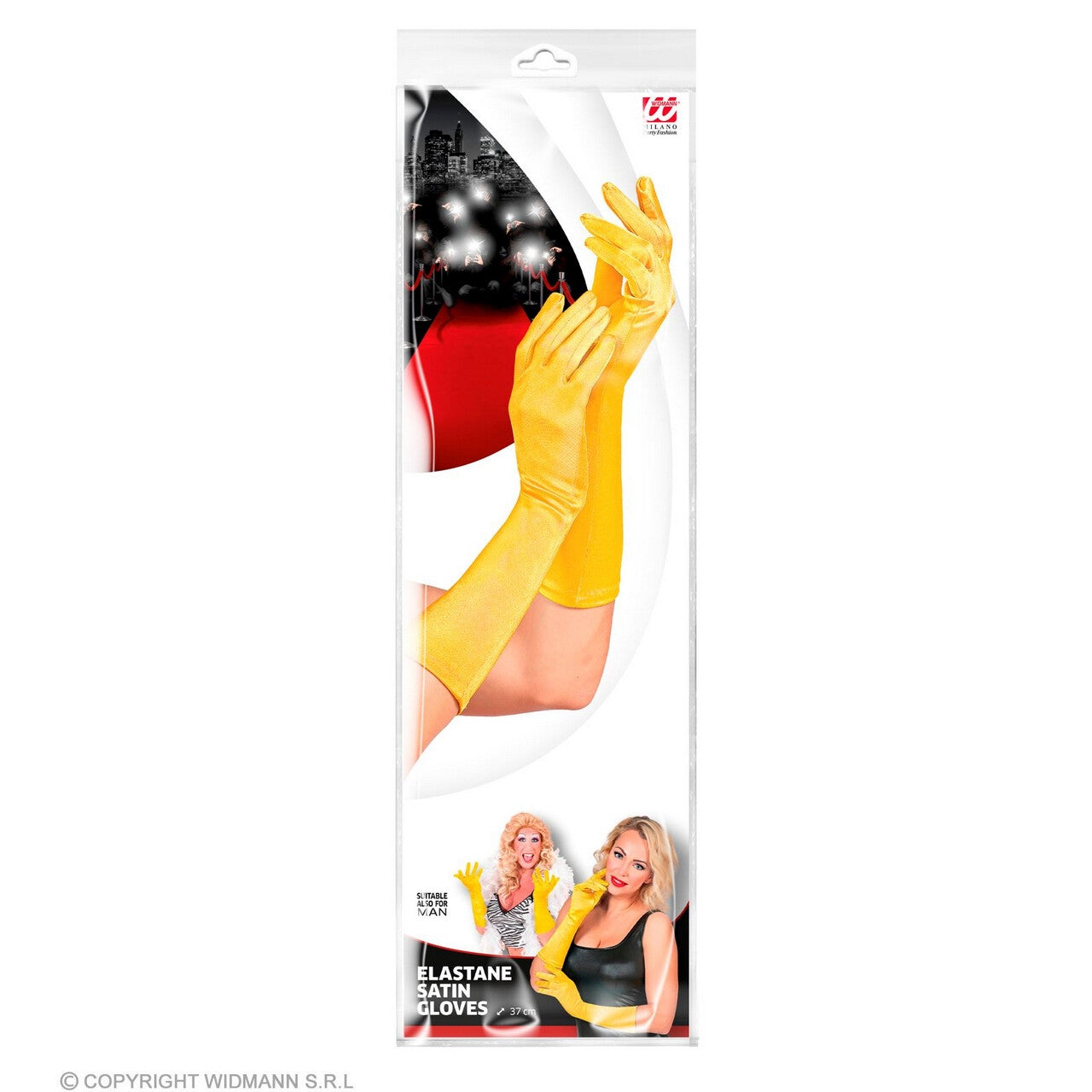 Op deze afbeelding zie je een Accessoires, van het merk Widmann. Elegante Handschoenen Satijn Elastaan 40 Centimeter Geel