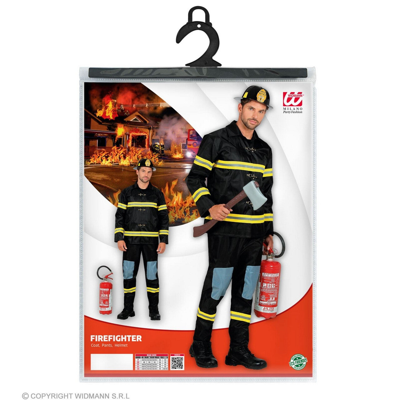 Op deze afbeelding zie je een Kostuums, van het merk Widmann. Vuurbestrijdende Levensredder Brandweerman Kostuum