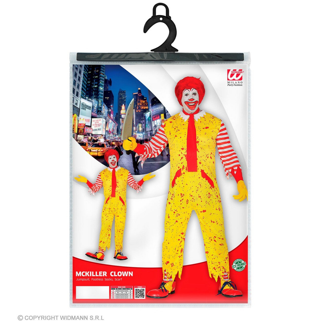 Op deze afbeelding zie je een Kostuums, van het merk Widmann. Mckiller Fastfood Clown Man Kostuum