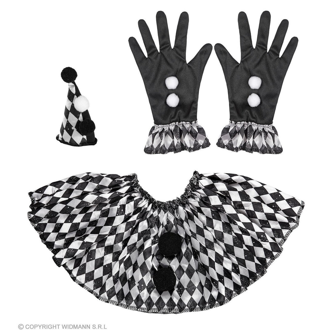 Op deze afbeelding zie je een Accessoires, van het merk Widmann. Set Harlekijn Dark Clown