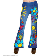 Op deze afbeelding zie je een Kostuums, van het merk Widmann. 70s Legging Hippie Peace Love And Happiness Vrouw