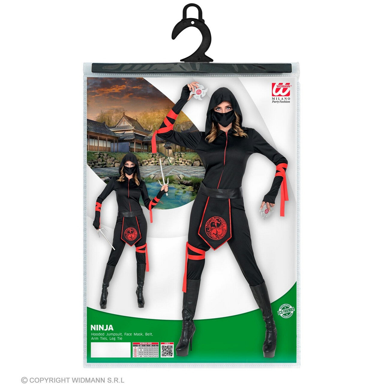 Op deze afbeelding zie je een Kostuums, van het merk Widmann. Charmante Ninja Starlight Vrouw Kostuum