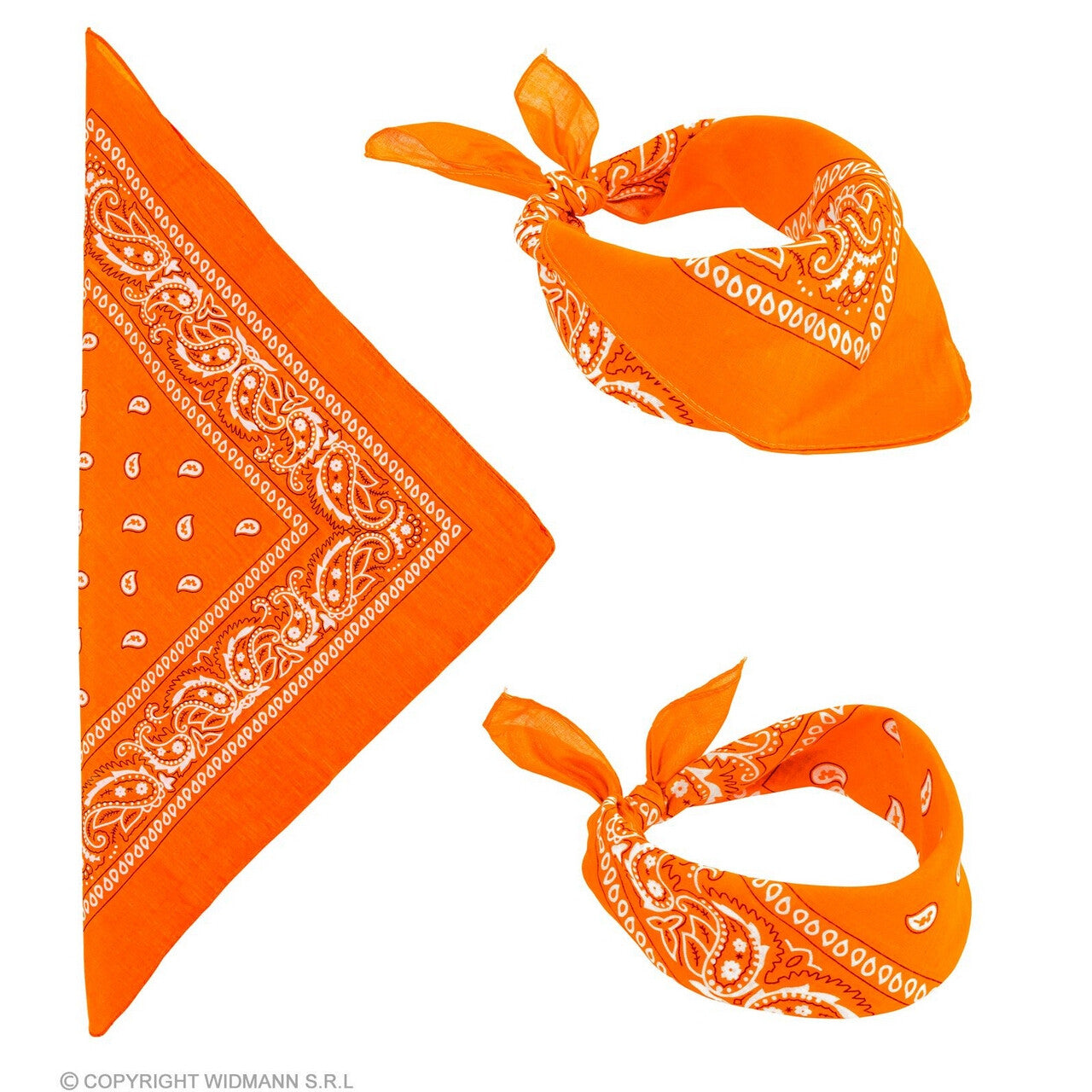 Op deze afbeelding zie je een Accessoires, van het merk Widmann. Bandana Oranje Boven 55 X 55 Centimeter