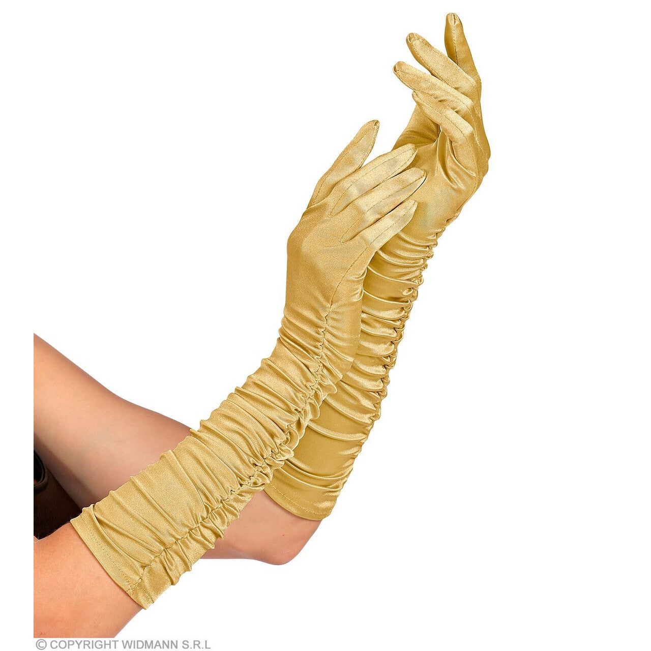 gelbe satin handschuhe Goldene Händchen Satin-Handschuhe Plissee 44cm – Feestkleding365