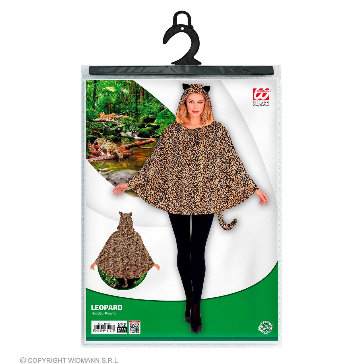 Op deze afbeelding zie je een Kostuums, van het merk Widmann. Kitty Cate Luipaard Poncho