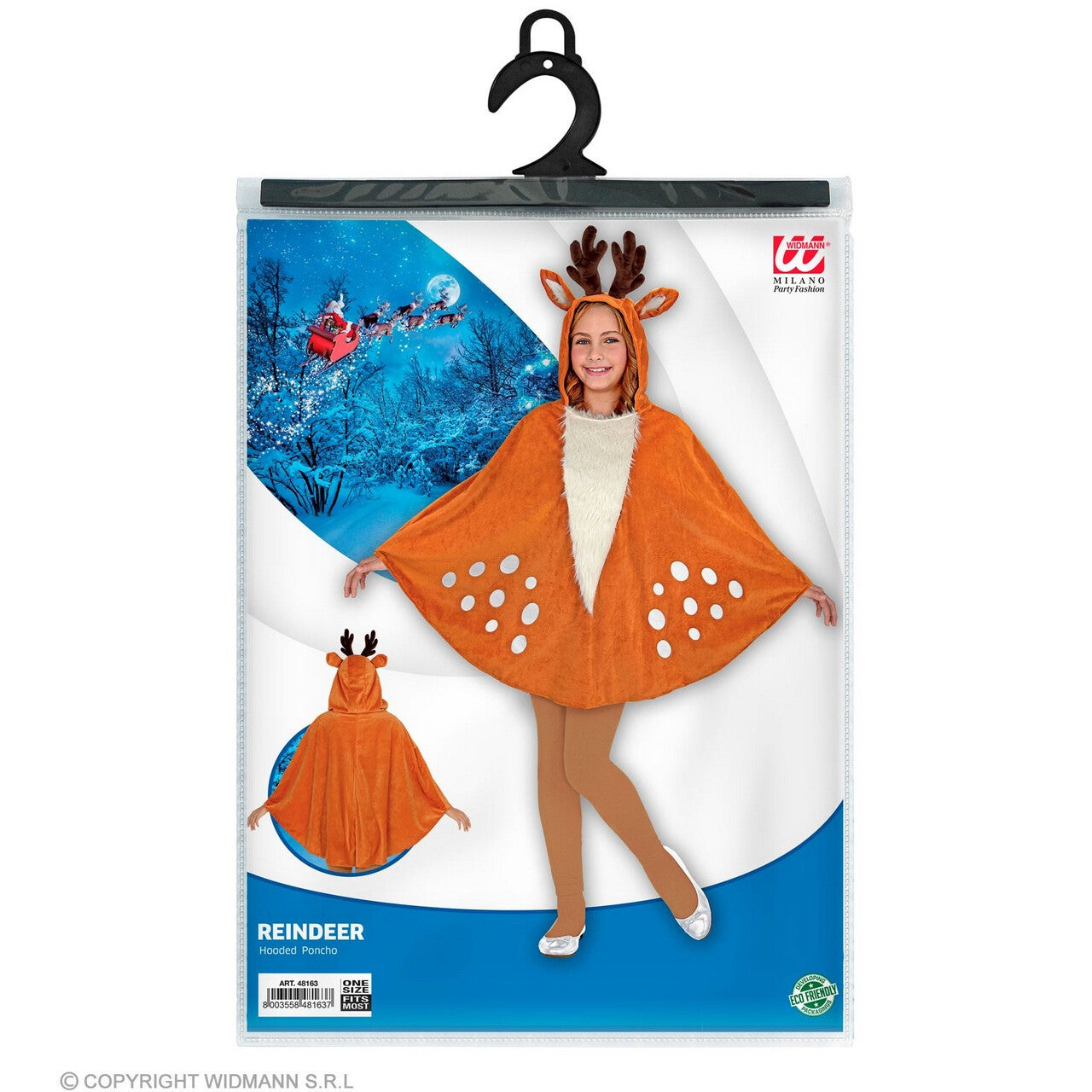 Op deze afbeelding zie je een Kostuums, van het merk Widmann. Reinier Het Rendier Kind Poncho Kind