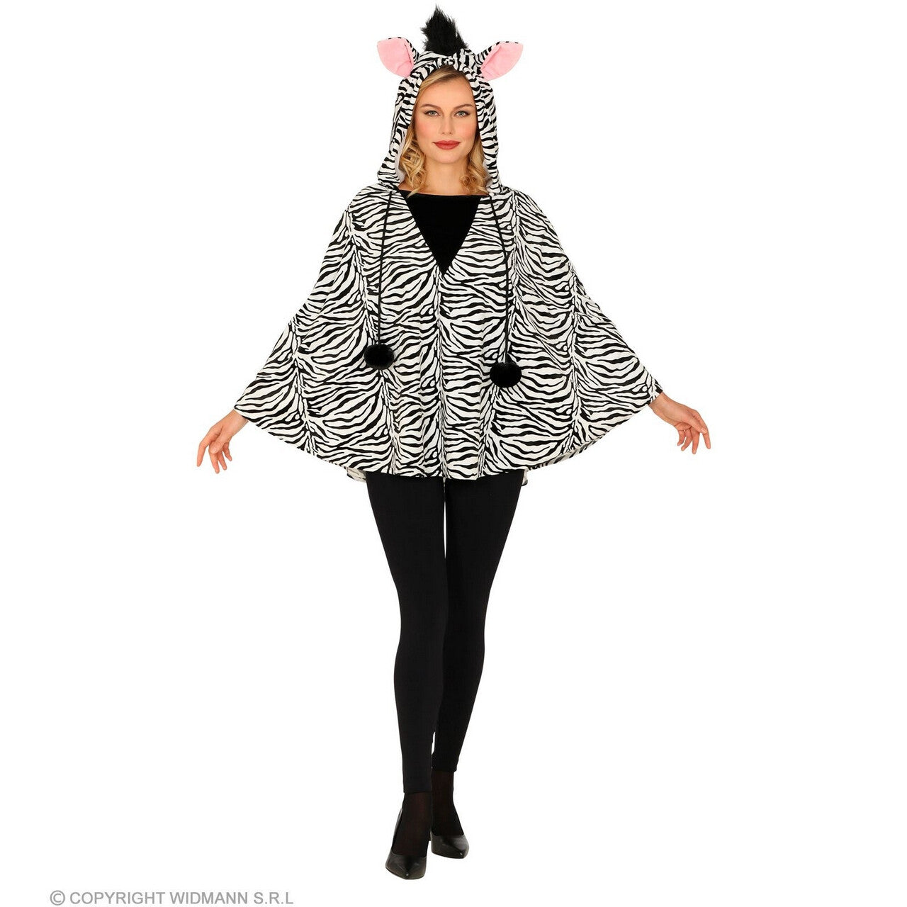 Op deze afbeelding zie je een Kostuums, van het merk Widmann. Duizelingwekkende Zwart Wit Strepen Poncho Zebra