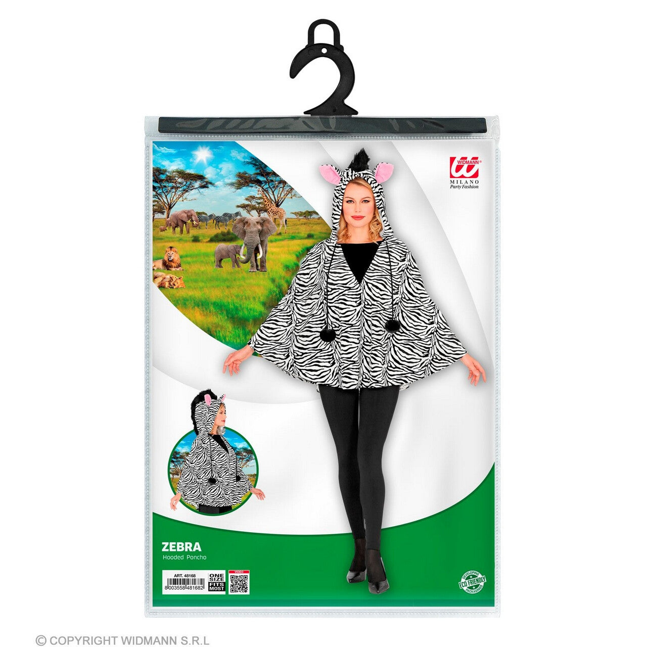 Op deze afbeelding zie je een Kostuums, van het merk Widmann. Duizelingwekkende Zwart Wit Strepen Poncho Zebra