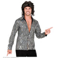 70er Glitzerndes Disco-Hemd Silber Herren