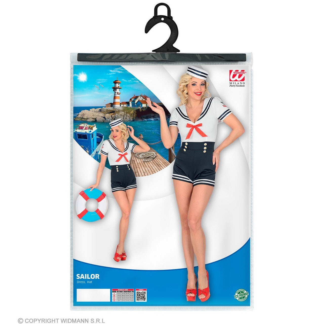 Op deze afbeelding zie je een Kostuums, van het merk Widmann. Sexy Matroos Pin Up Vrouw Kostuum