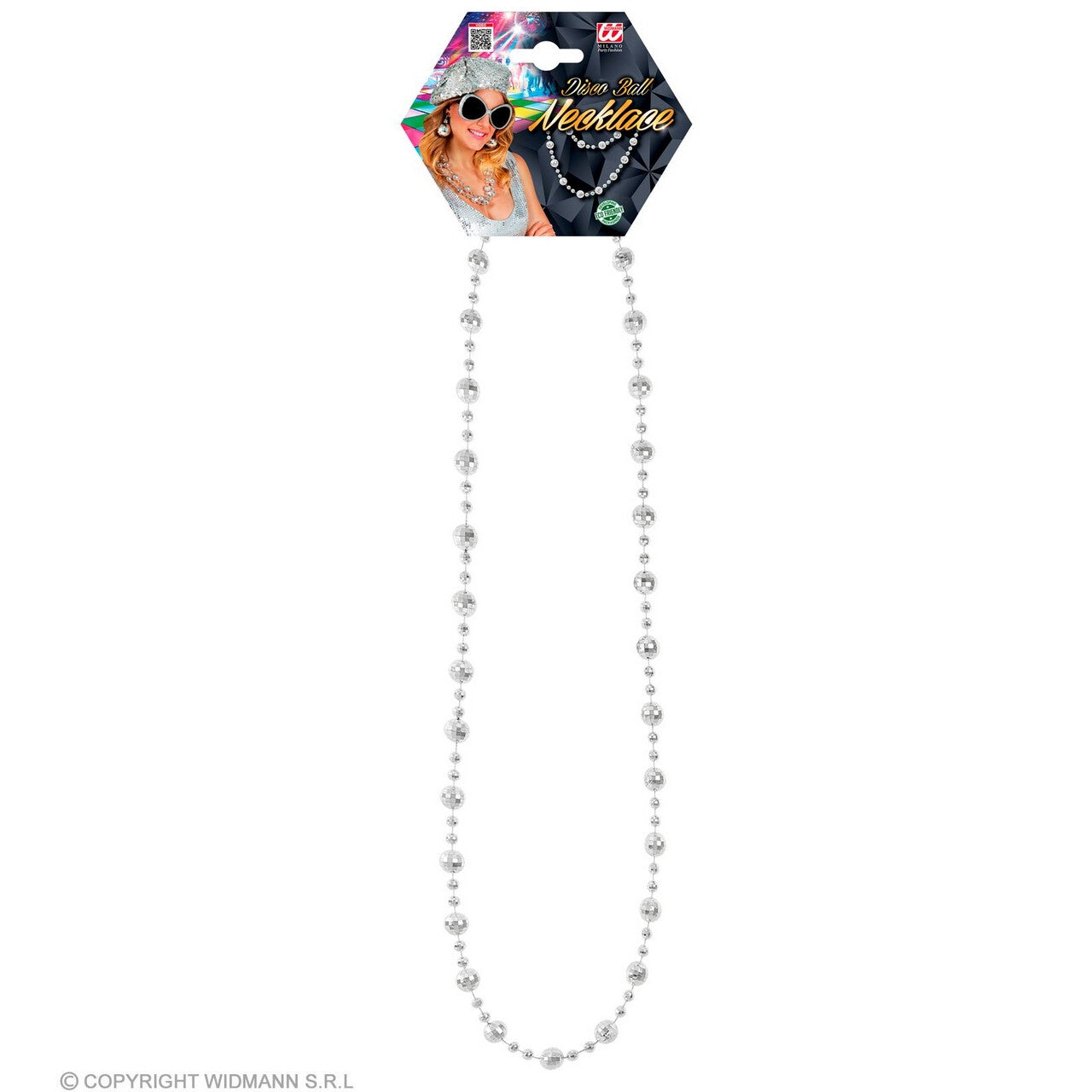 Op deze afbeelding zie je een Accessoires, van het merk Widmann. Ketting Hangende Discoballen Zilver