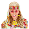 Hippie Set Friedenszeichen Kette Und Ohrringe Neon Gelb