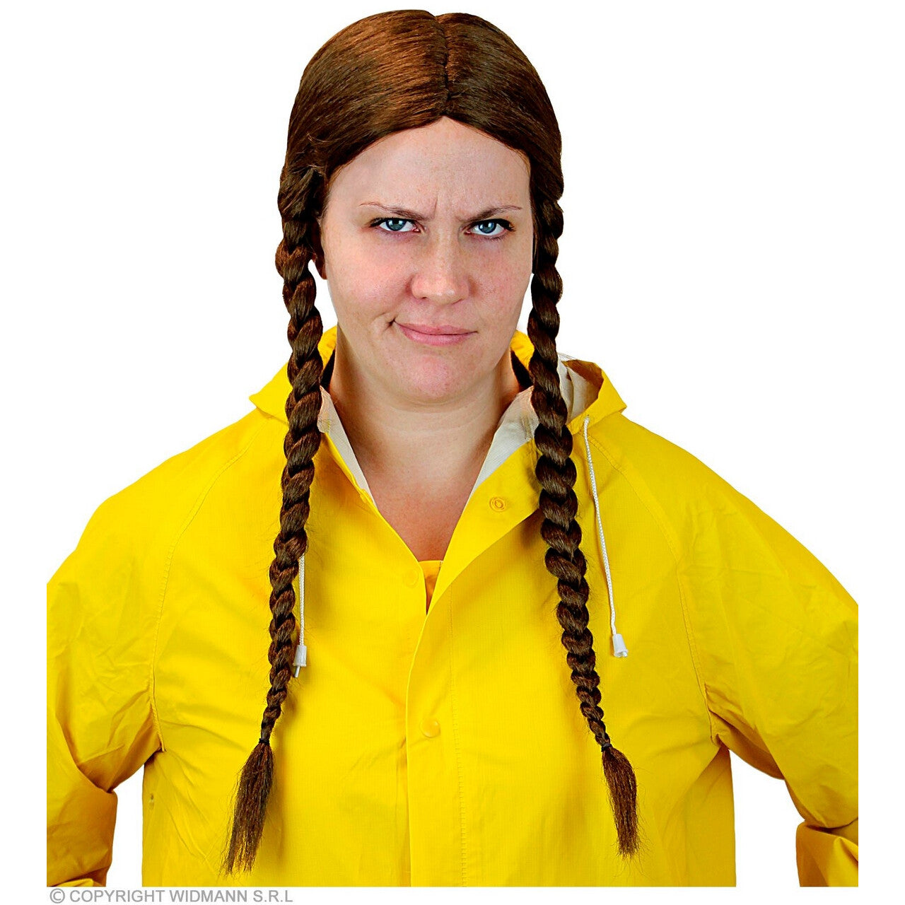 Op deze afbeelding zie je een Accessoires, van het merk Widmann. Boerse Heidi Vlechten Pruik Bruin