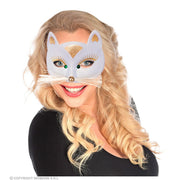 Op deze afbeelding zie je een Accessoires, van het merk Widmann. Oogmasker Kat Met Snorharen, Wit