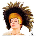 Kopfabdeckung Mit Glitzer Und Federn Samba Gold
