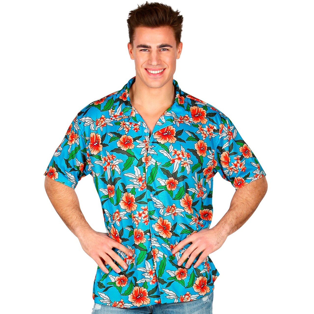 Op deze afbeelding zie je een -1, van het merk Widmann. Hawaii Shirt Blauw