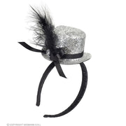 Op deze afbeelding zie je een Accessoires, van het merk Widmann. Jaren 20 Mini Glitter Hoed Zilver