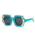 Große Festivalbrille Mit Blauen Steinen
