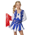 Funkelnde Cheerleader Tänzerin Blau Kostüm für Mädchen