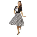 Schwarz-Weiß Kariertes Rocknroll Kleid Flash Damen