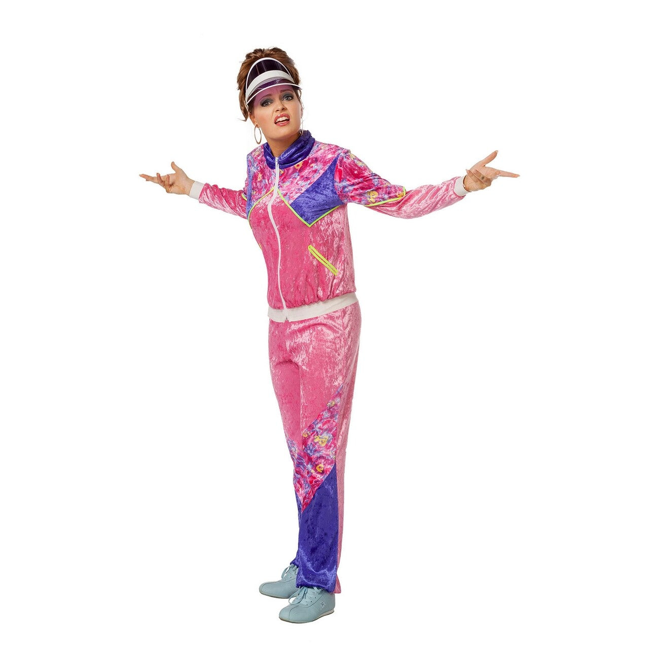 Op deze afbeelding zie je een Kostuums, van het merk Wilbers. Jogging 80s Pink Trainer Vrouw Kostuum