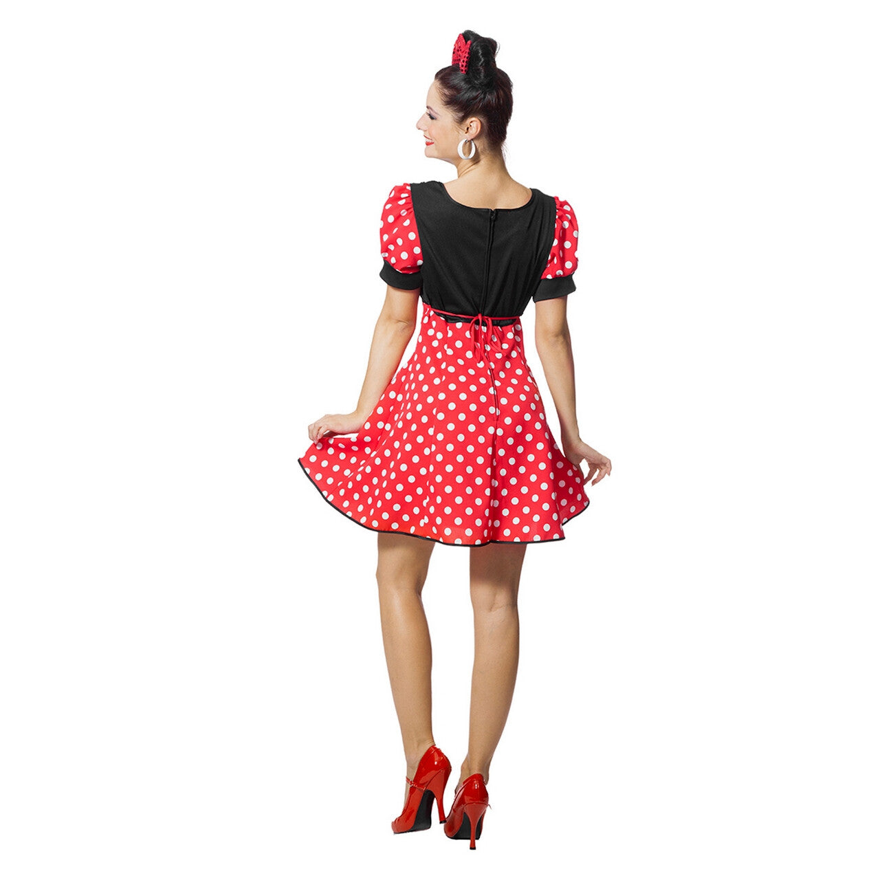 Op deze afbeelding zie je een Kostuums, van het merk Wilbers. Minnie De Dottige Muis Vrouw Kostuum