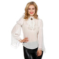 Piraten / Gothic Bluse Mit Weiten Ärmeln Weiß Damen