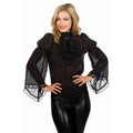 Gothic / Piratenbluse Schwarz Mit Weiten Ärmeln Damen