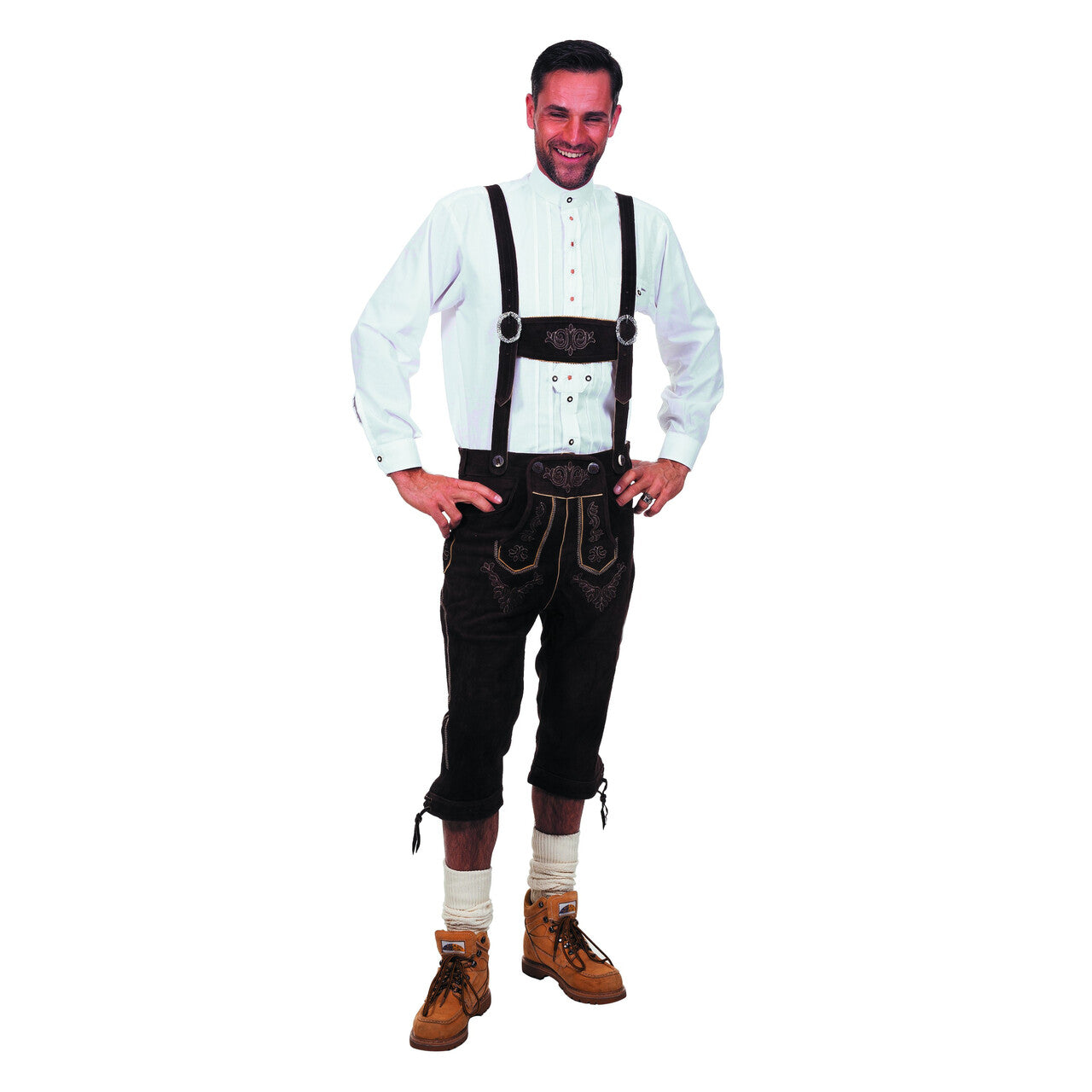 Op deze afbeelding zie je een Kostuums, van het merk Wilbers. Lange Lederhose Karl-Heinz Zwart Man