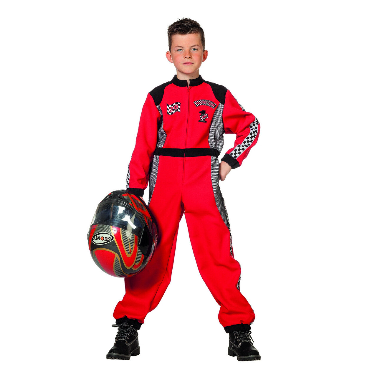Op deze afbeelding zie je een Kostuums, van het merk Wilbers. Silverstone Formule 1 Racer Jongen Kostuum
