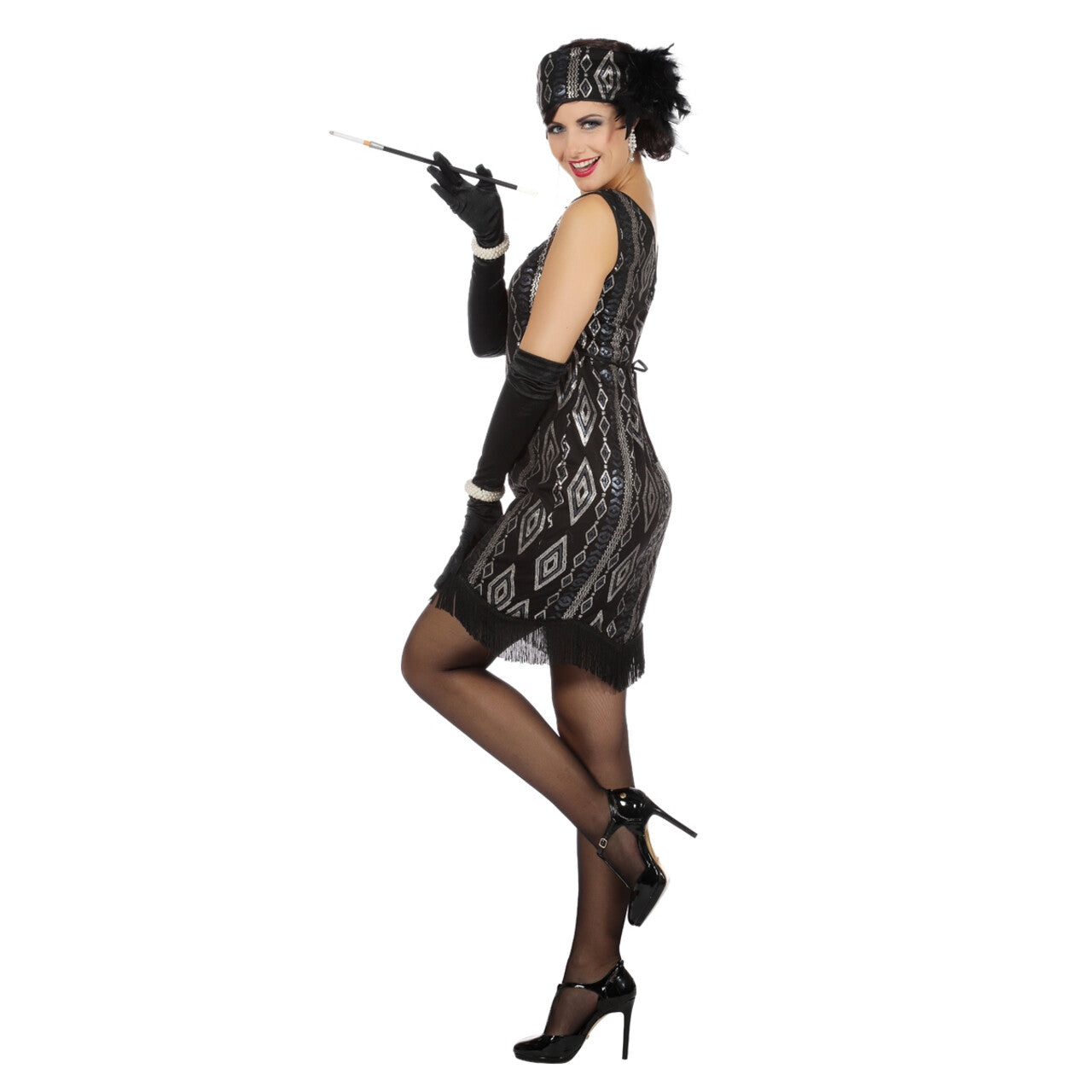 Op deze afbeelding zie je een Kostuums, van het merk Wilbers. Great Gatsby Charleston Vrouw Kostuum