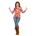 Schrille 70er Jahre Flower-Power Bluse Damen