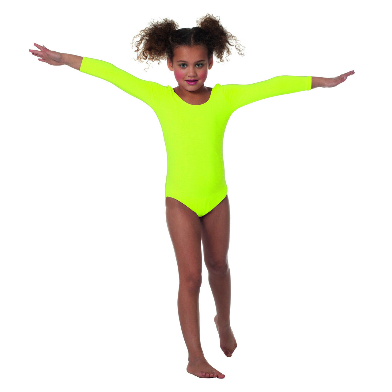 Op deze afbeelding zie je een Kostuums, van het merk Wilbers. Body Lange Mouwen Misty Neon Geel Meisje Kostuum