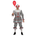 Grausam Grinsender Grau-Clown Herrenkostüm