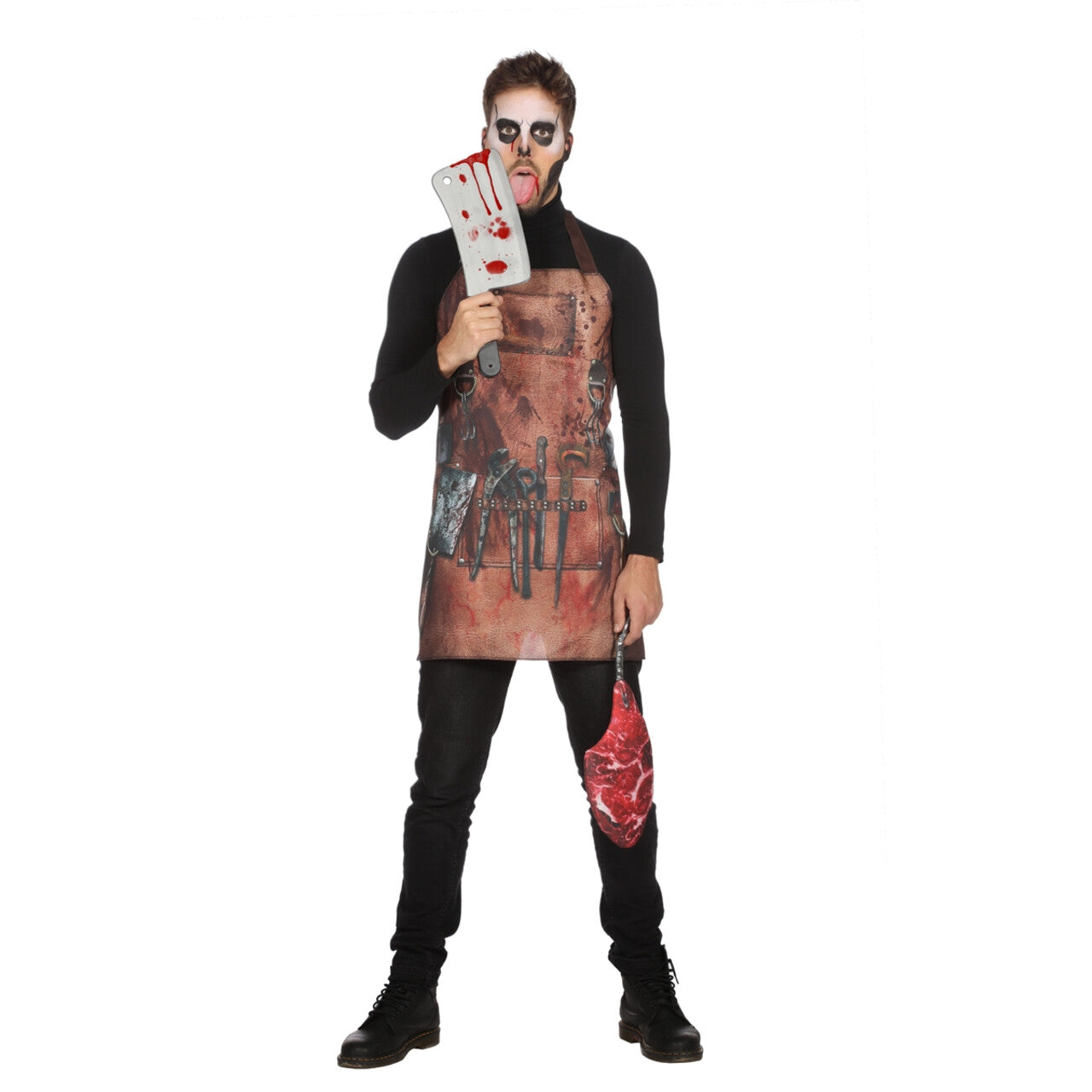 Op deze afbeelding zie je een Kostuums, van het merk Wilbers. Slagersschort Met Biefstuktas Halloween