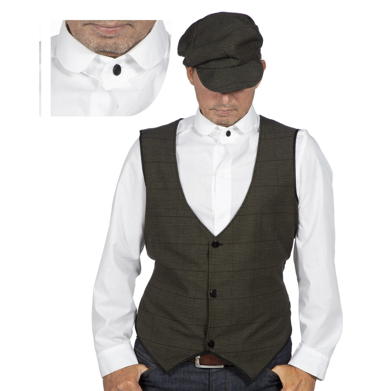 Op deze afbeelding zie je een Kostuums, van het merk Wilbers. Roaring 20s Wit Overhemd Met Stijve Boord Man