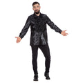 Schwarze Rüschenbluse Satin Disco Unisex