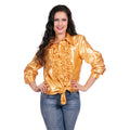 Orange Satin Rüschenbluse Disco Unisex