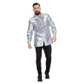 Silberne Rüschenbluse Satin Disco Unisex
