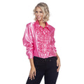 Pinker Rüschen-Satin Bluse Disco Dodo Unisex