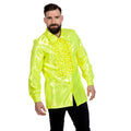 Neongelbes Rüschenhemd Satin Disco Unisex