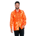 Glänzendes Rüschenhemd Orange Neon Disco Unisex