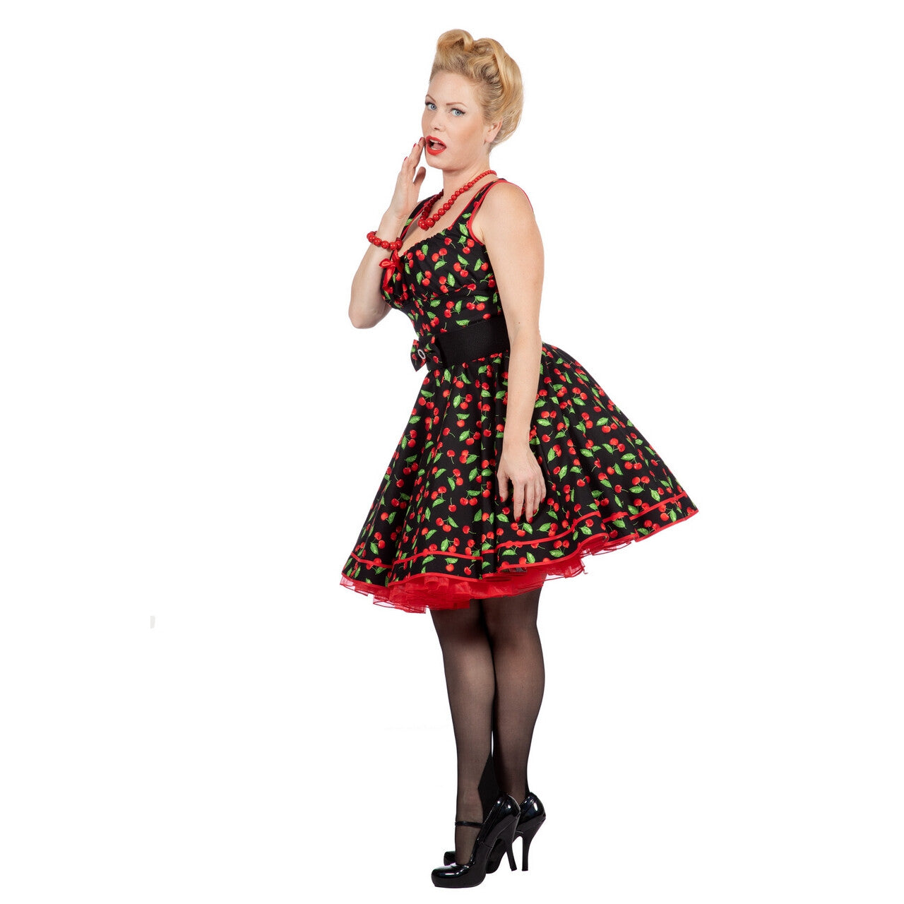 Op deze afbeelding zie je een Kostuums, van het merk Wilbers. Rockabilly Jurk Fruitige Vrouw