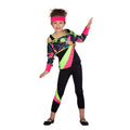 Spritziges Neon 80er Jahre Aerobic Outfit Mädchen