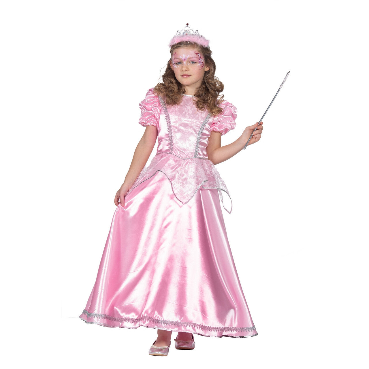 Op deze afbeelding zie je een Kostuums, van het merk Wilbers. Prinses Pretty Pink Meisje Kostuum